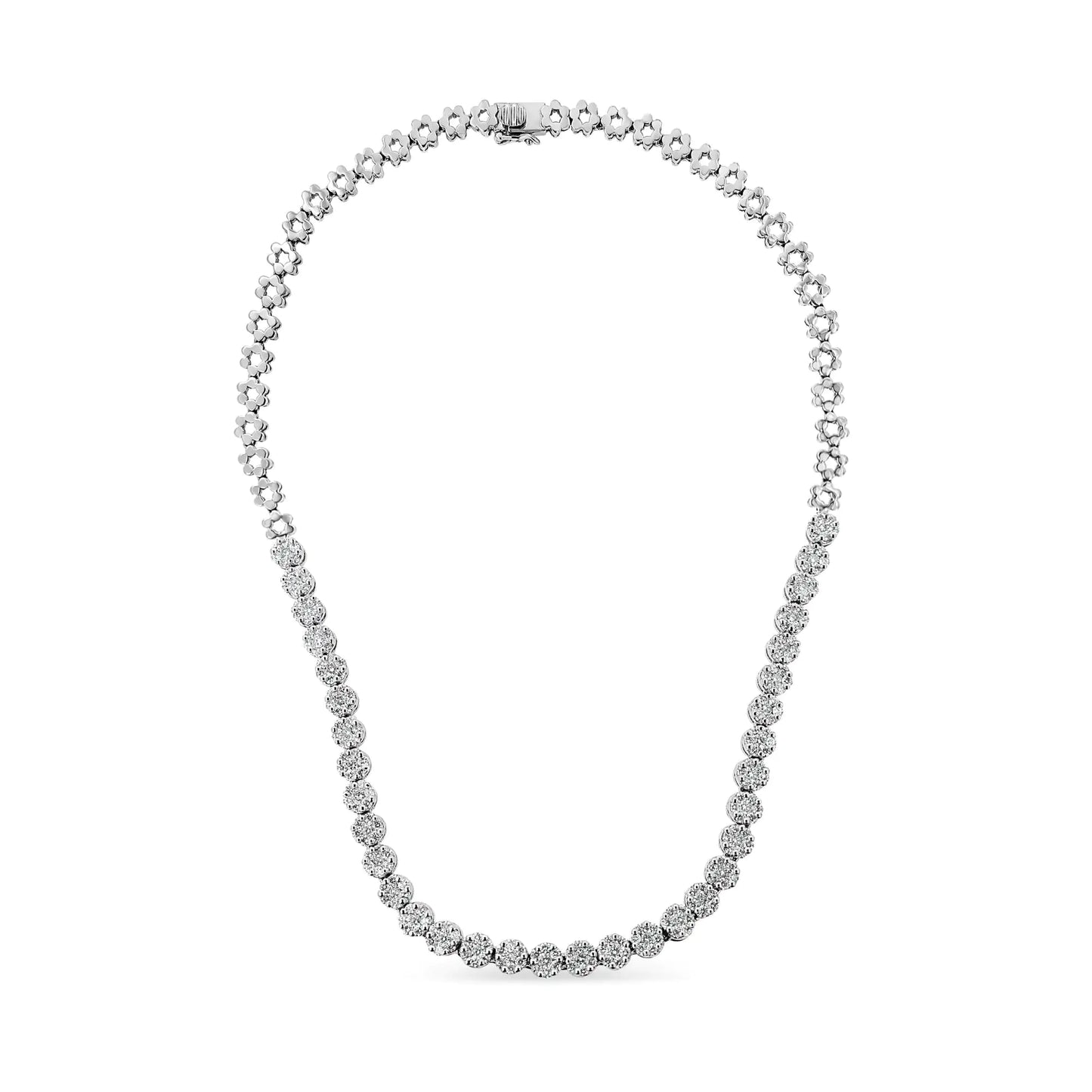 14K White Gold Riviera Diamond Necklace (IGI Certified)
