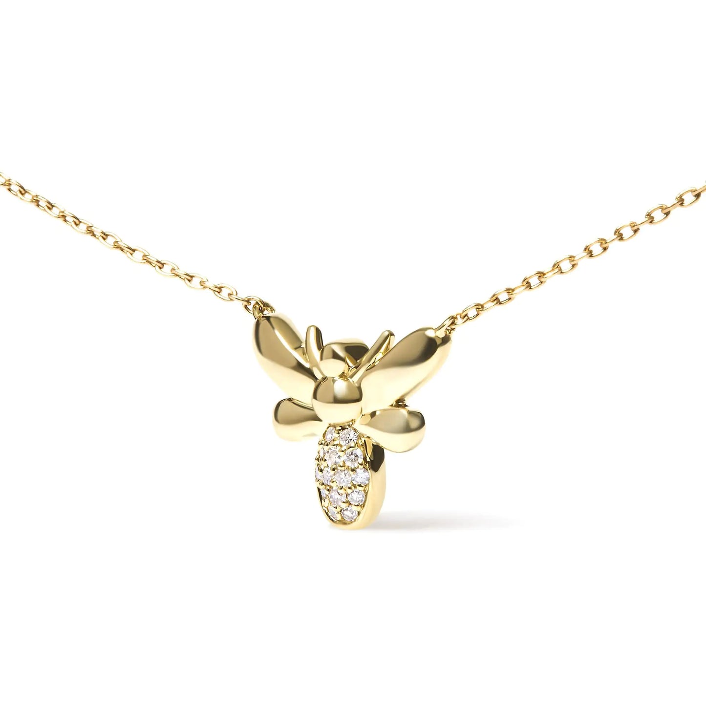 10K Yellow Gold Diamond Bumble Bee Necklace