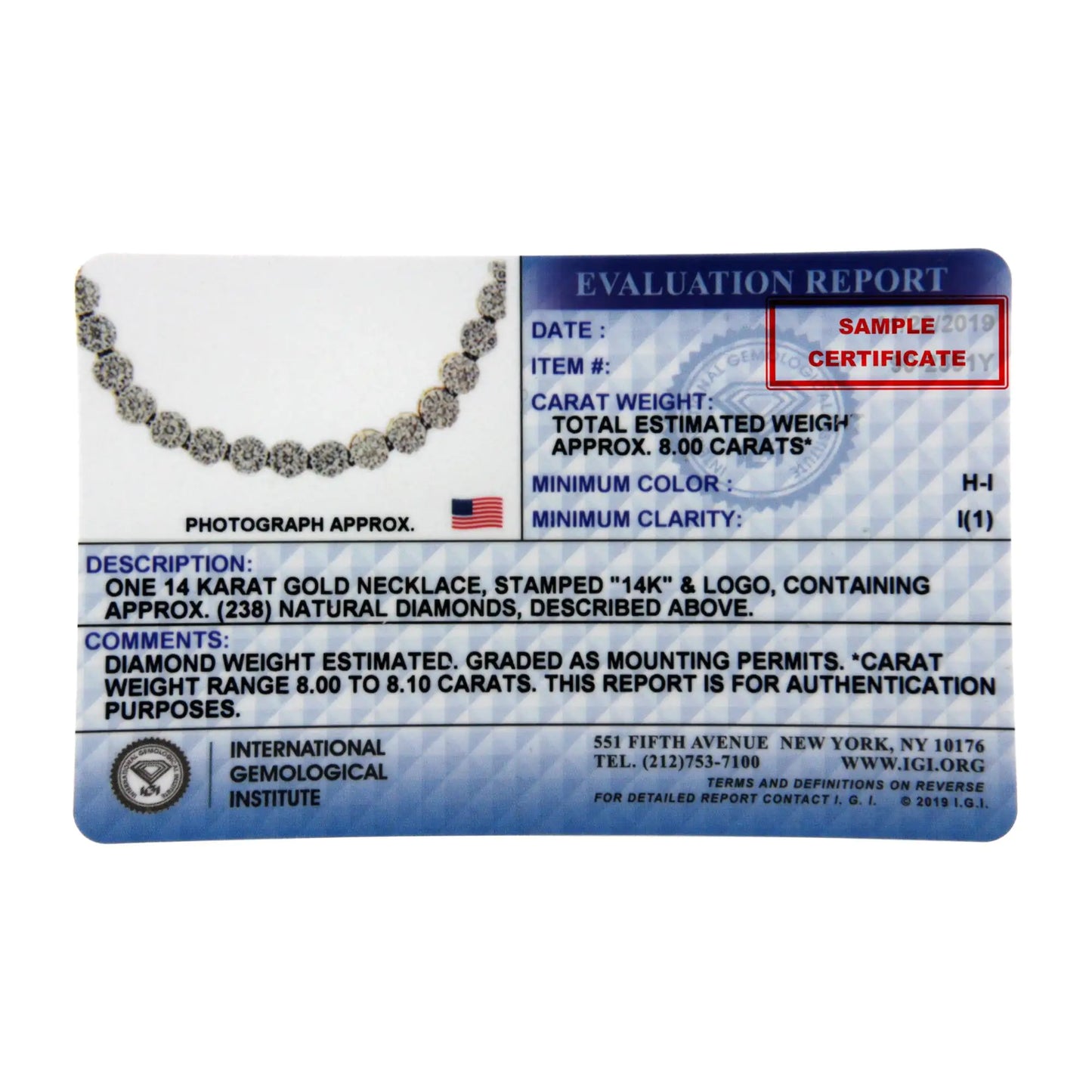 14K White Gold Riviera Diamond Necklace (IGI Certified)