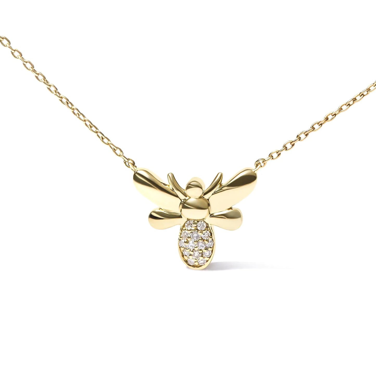 10K Yellow Gold Diamond Bumble Bee Necklace