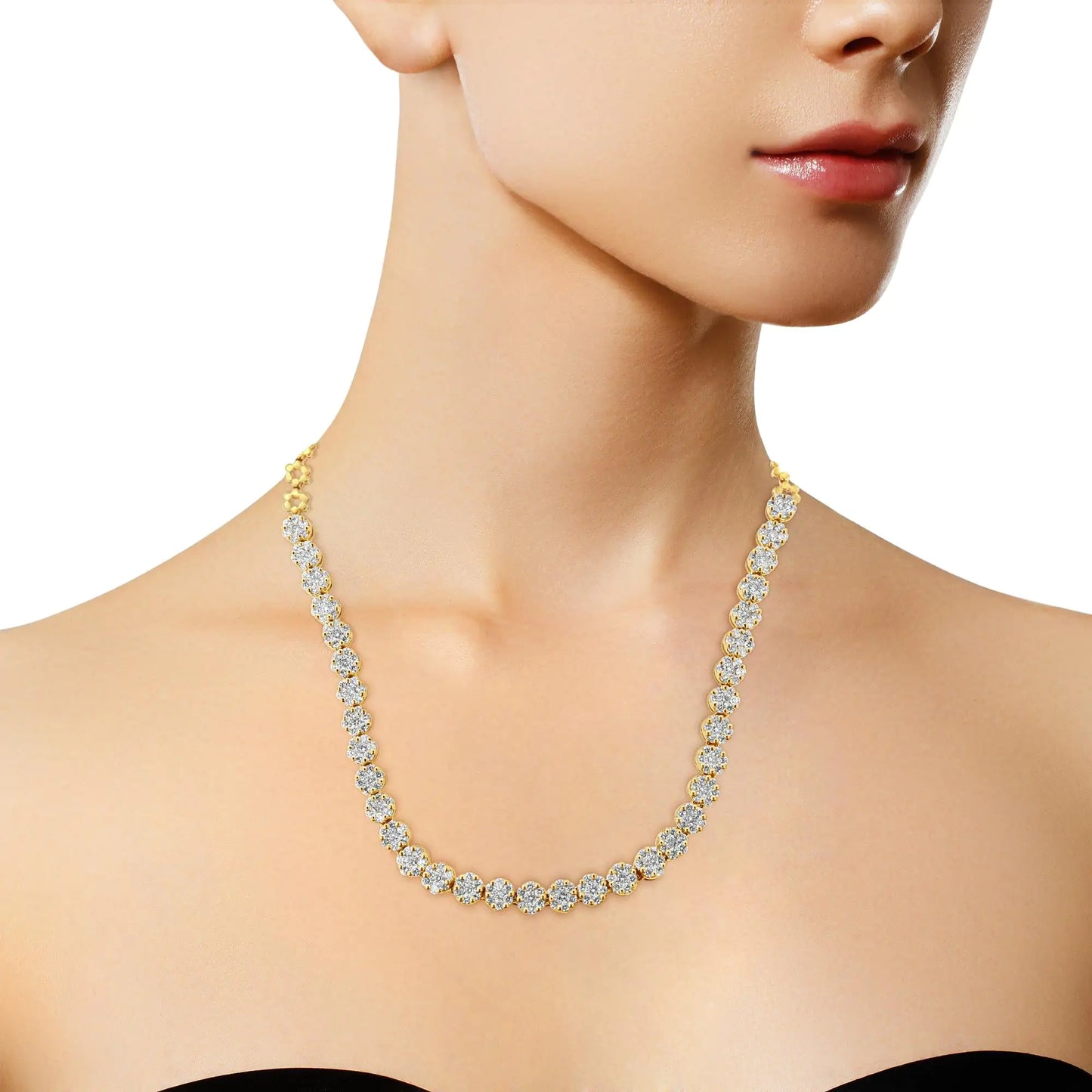 14K White Gold Riviera Diamond Necklace (IGI Certified)