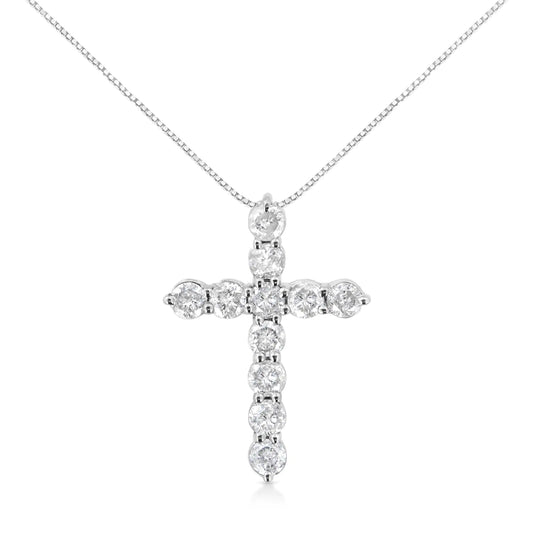 Sterling Silver Diamond Cross 18" Pendant Necklace