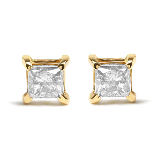 14K Yellow Gold Diamond 4-Prong Stud Earrings (IGI Certified)