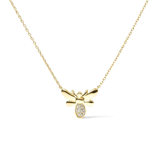 10K Yellow Gold Diamond Bumble Bee Necklace